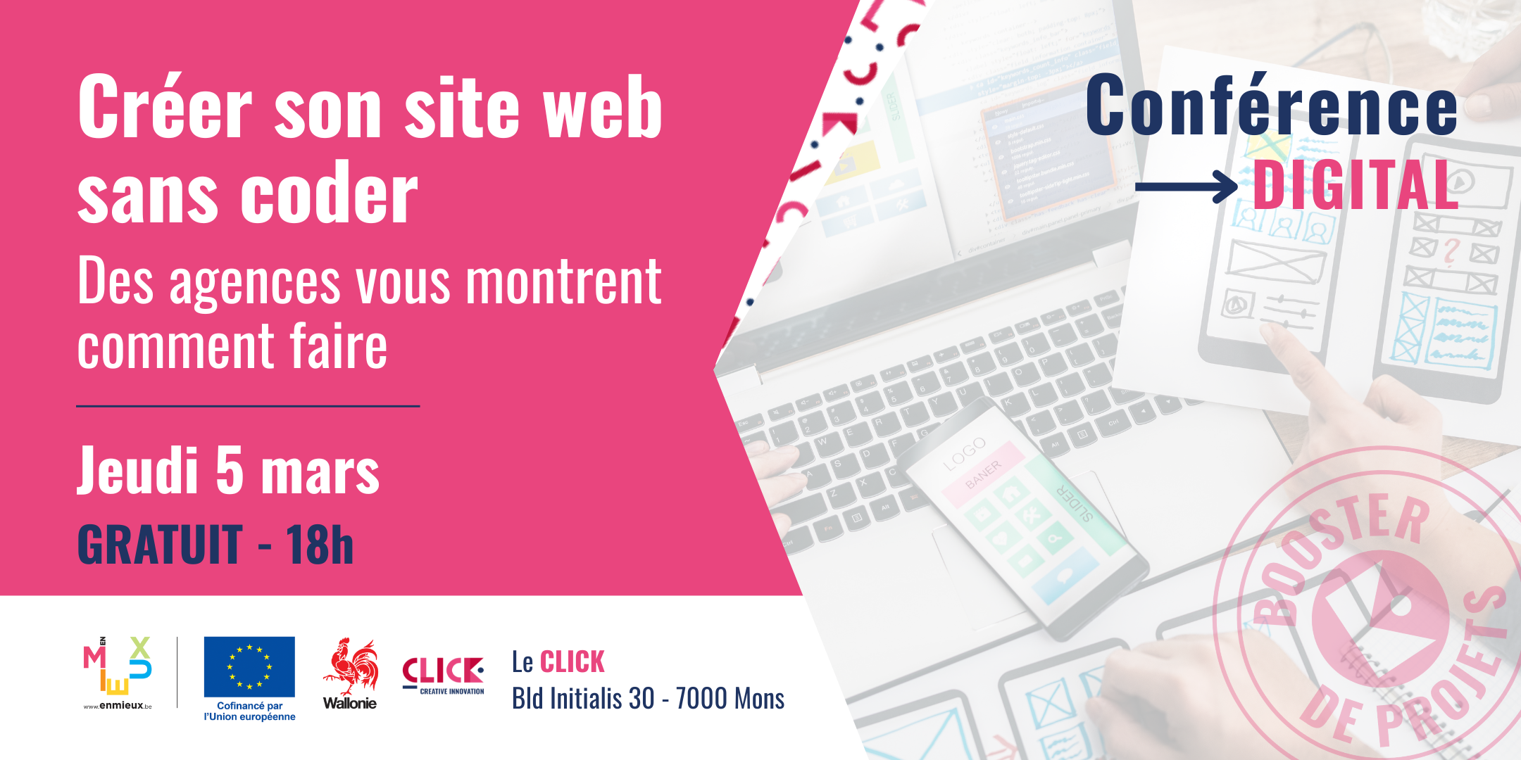 Visuel de la conférence Créer son site web sans coder avec des agences